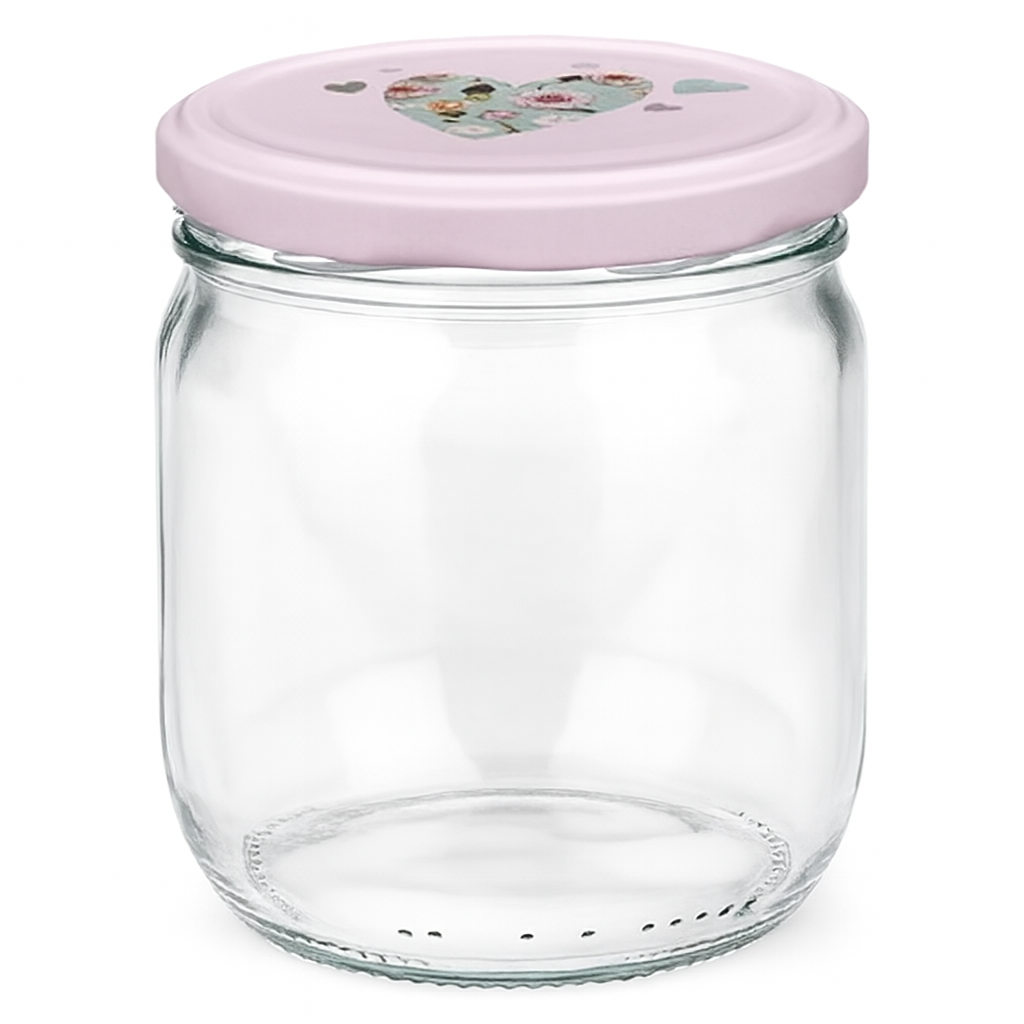 425ml Rundglas + BasicSeal Deckel Herz rosa UNiTWIST