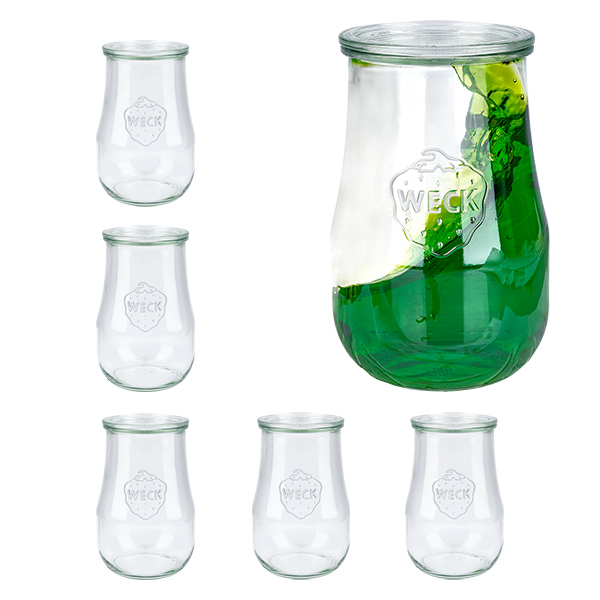 6er Set Weck Gläser 1750ml Tulpengläser mit 6 Glasdeckeln