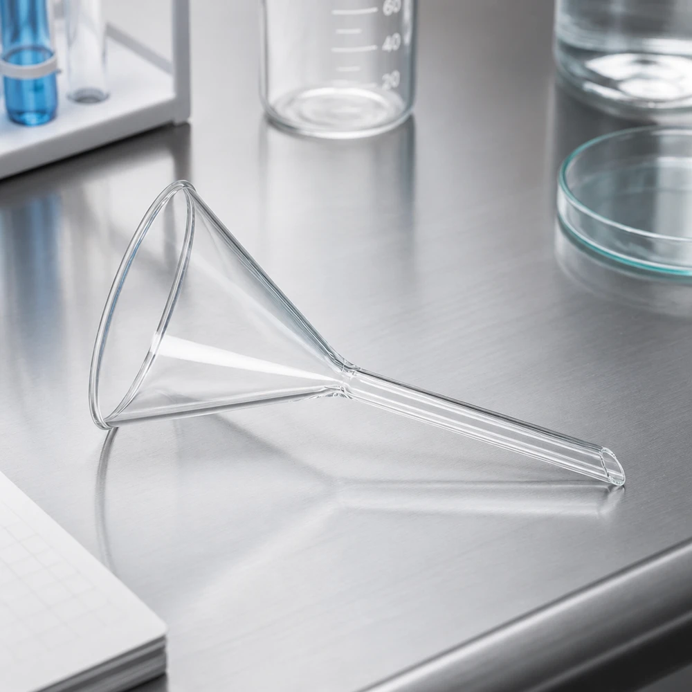 Wissenschaftlicher Trichter aus Kalk-Soda-Glas mit 10cm Öffnung für Laborexperimente