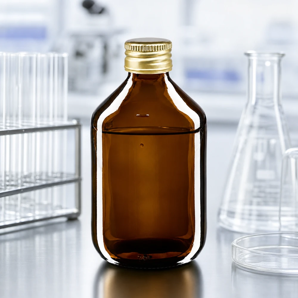 300ml Medizinflasche braun, mit Verschluss gold Aluminium ApoGlas Professionelle Arzneimittelflasche 300ml braun mit auslaufsicherem goldenem Schraubdeckel