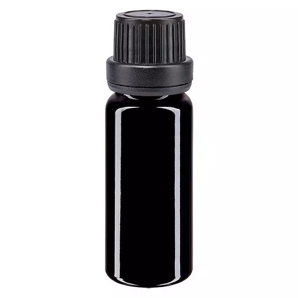 Apothekenflasche violett 10ml Tropfverschluss Giessring 2mm schwarz Originalitätsverschluss