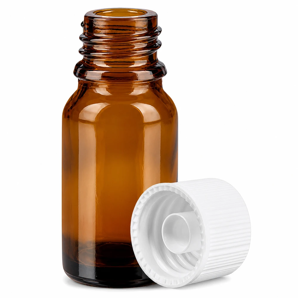 10ml Flasche 11mm Schraubverschluss weiß Standard BrownLine UT18/10 Hochwertige 10ml Glasflasche in Braun mit weißem Deckel für professionelle Anwendungen