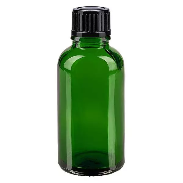 Apothekenflasche grün 30ml Schraubverschluss schwarz Standard