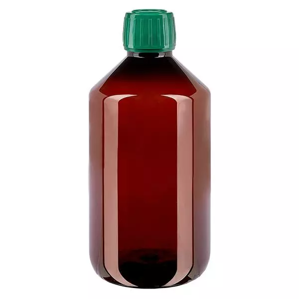 PET Flasche 500ml mit grünem Verschluss Originalitätsverschluss