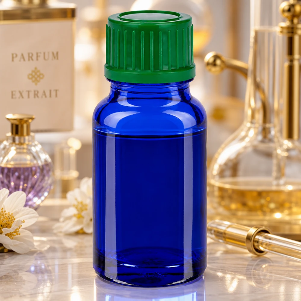 UV-schützende 10ml Cobalt Glasflasche 11mm SV grün STD BlueLine UT18/10 für lichtempfindliche Stoffe
