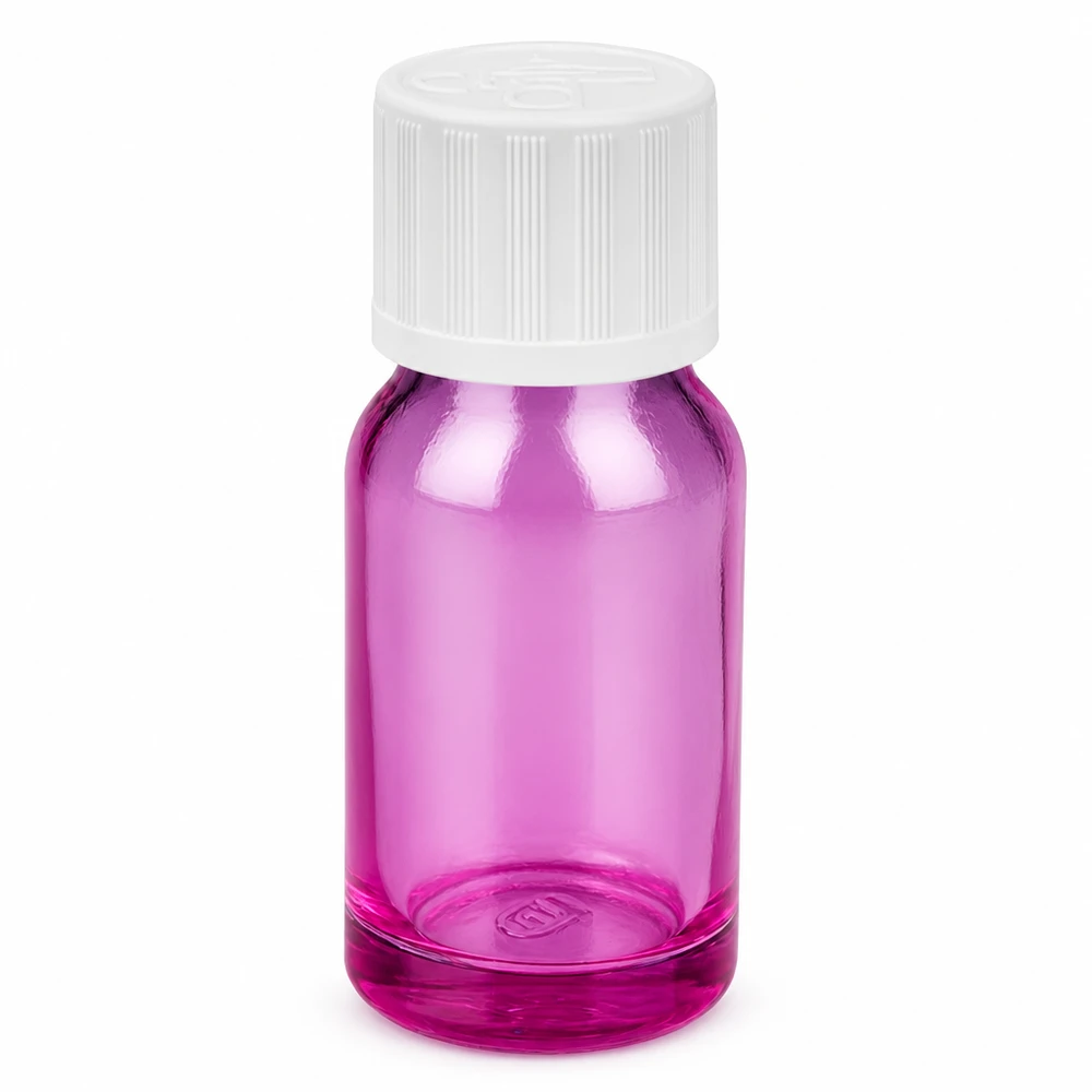 Runde 10ml Flasche in elegantem Violett mit weißem Verschluss für professionelle Anwendungen