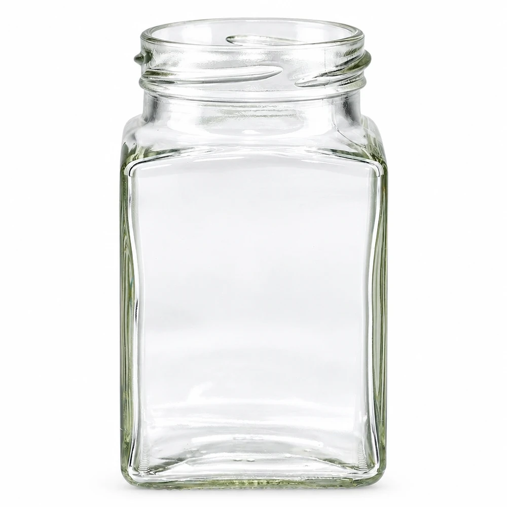 UNiTWIST Tetra260 Einmachglas 260ml quadratisch transparent Twist-Off Gewinde TO58 Schraubverschluss leer