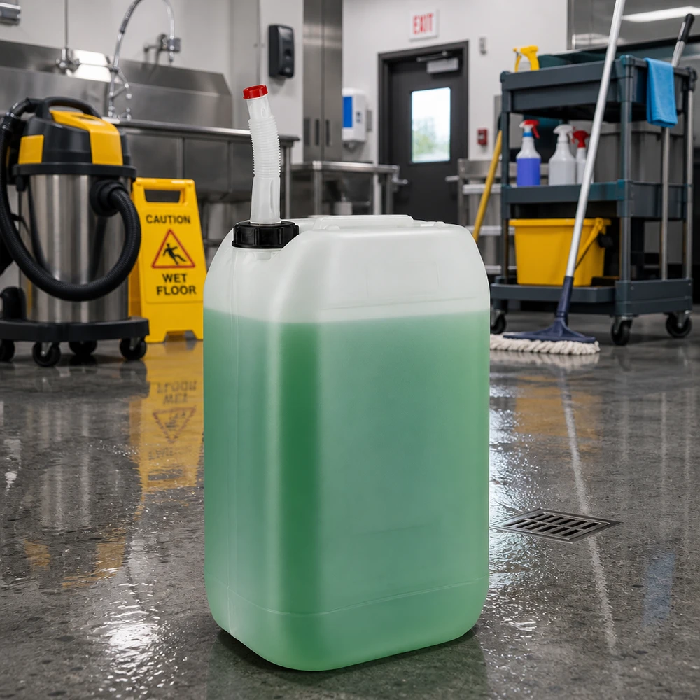Kanister 15 Liter mit Auslaufrohr Flex Kanister 15L mit Auslaufrohr Flex für professionellen Reinigungseinsatz in Großküche