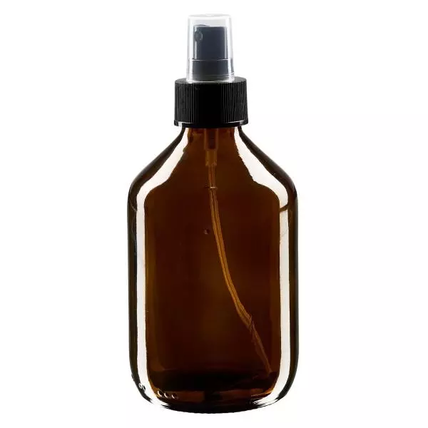 300ml Medizinflasche braun, Pumpzerstäuber schwarz ApoGlas