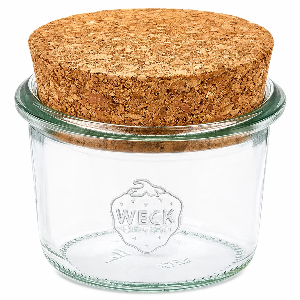 80ml Sturzglas WECK RR60 mit Korken natur WECK Sturzglas 80ml RR60 mit Naturkorken Deckel Einmachglas Vorratsglas aus klarem Glas