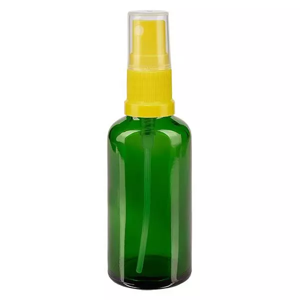 Apothekenflasche grün 50ml Sprayaufsatz gelb