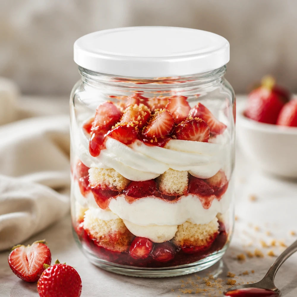 212ml Rundglas mit BasicSeal Deckel weiß TO63 UNiTWIST 212ml UNiTWIST Rundglas mit BasicSeal Deckel als Dessertglas für Erdbeertrifle Schichtdessert Tiramisu Nachtisch