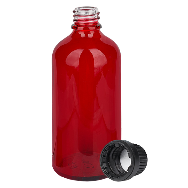 100ml Flasche 11mm Schraubverschluss schwarz Originalitätsverschluss RedLine UT18/100 100ml Flasche 11mm Schraubverschluss schwarz Originalitätsverschluss RedLine UT18/100