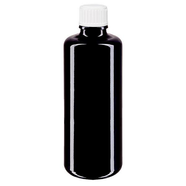 Apothekenflasche violett 100ml Tropfverschluss weiß 0.8mm Standard Apothekenflasche violett 100ml Tropfverschluss weiß 0.8mm Standard