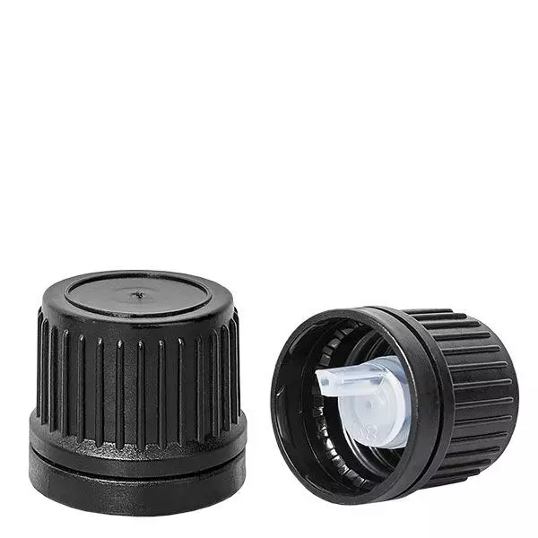 TropfVerschluss 1mm Top schwarz 18mm mit Originalitätsverschluss