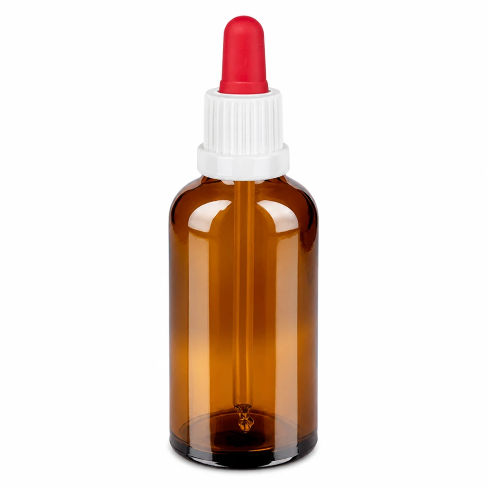 Kompakte 50ml Braunglasflasche mit Dropper-Verschluss für lichtempfindliche Substanzen