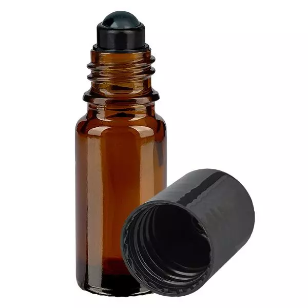 Apothekenflasche braun 10ml Roll-On Verschluss schwarz Apothekenflasche braun 10ml Roll-On Verschluss schwarz