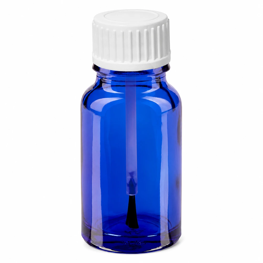 10ml Pinselflasche weiß Standardverschluss BlueLine UT18/10 Handliche Pinselflasche 10ml in Blau für professionelle Kosmetikanwendung