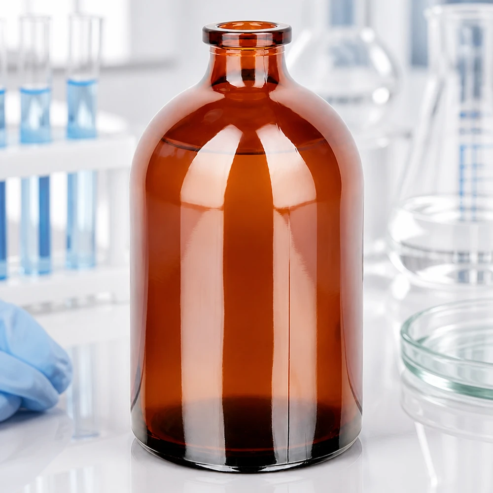 Injektionsflasche 100ml aus braunem Glas zur Lagerung photosensitiver pharmazeutischer Wirkstoffe