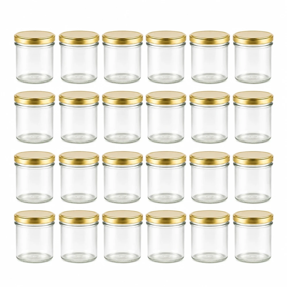 125ml Sturzglas 24er-Set mit Deckel (Deckelfarbe: gold) UNiTWIST UNiTWIST 24 Stück Gläser 125ml mit Golddeckel ideal zum Einkochen und Einmachen