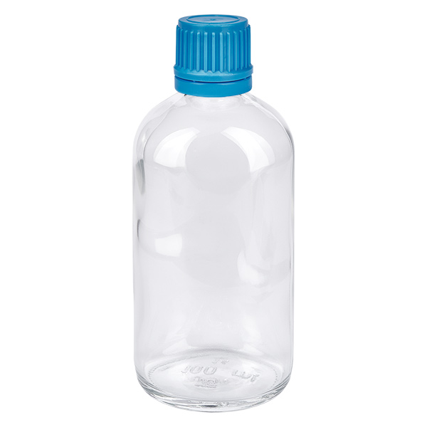 100ml Flasche 11mm Schraubverschluss blau Originalitätsverschluss ClearLine UT18/100
