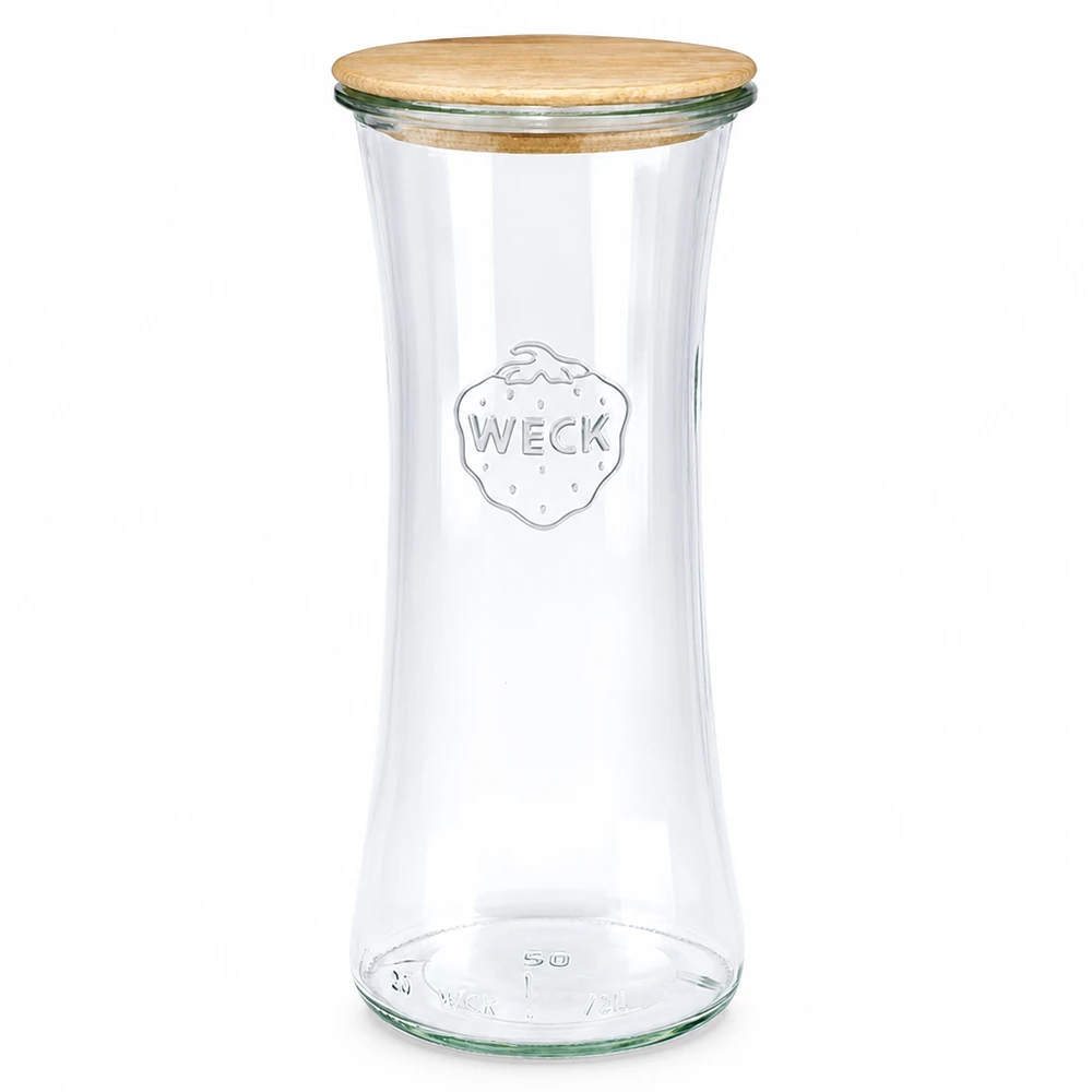 700ml Delikatessenglas WECK RR80 mit Holzdeckel WECK Delikatessenglas 700ml RR80 mit Holzdeckel Einmachglas Vorratsglas transparent Glasdose mit Bambus Deckel