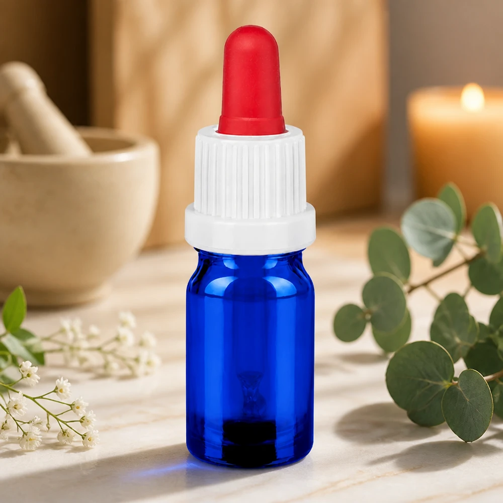Handliche 5ml Tropferflasche BlueLine mit UV-Schutz durch blaues Glas für lichtempfindliche Substanzen