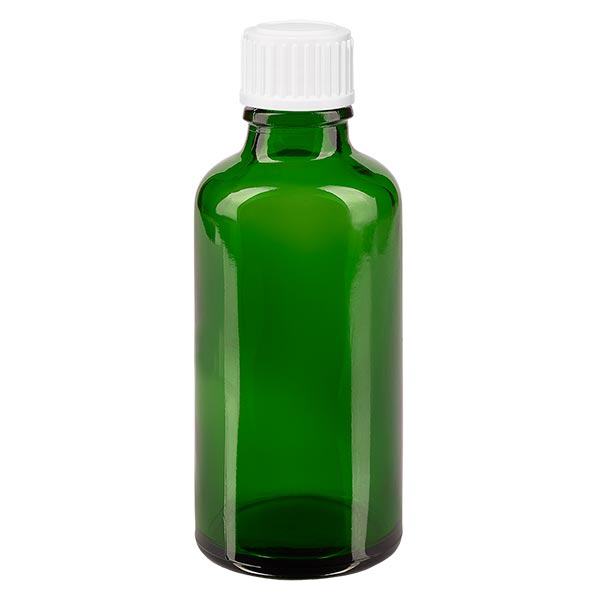 Apothekenflasche grün 50ml Schraubverschluss weiß Globuli Standard Apothekenflasche grün 50ml Schraubverschluss weiß Globuli Standard