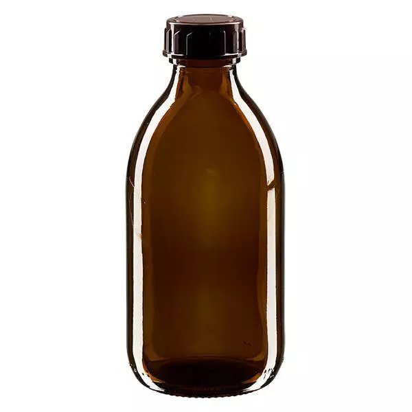 250ml Medizinflasche braun, mit Verschluss braun ApoGlas