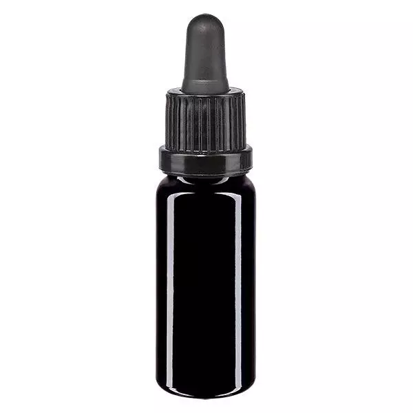 Apothekenflasche violett 10ml Pipette schwarz Originalitätsverschluss Apothekenflasche violett 10ml Pipette schwarz Originalitätsverschluss