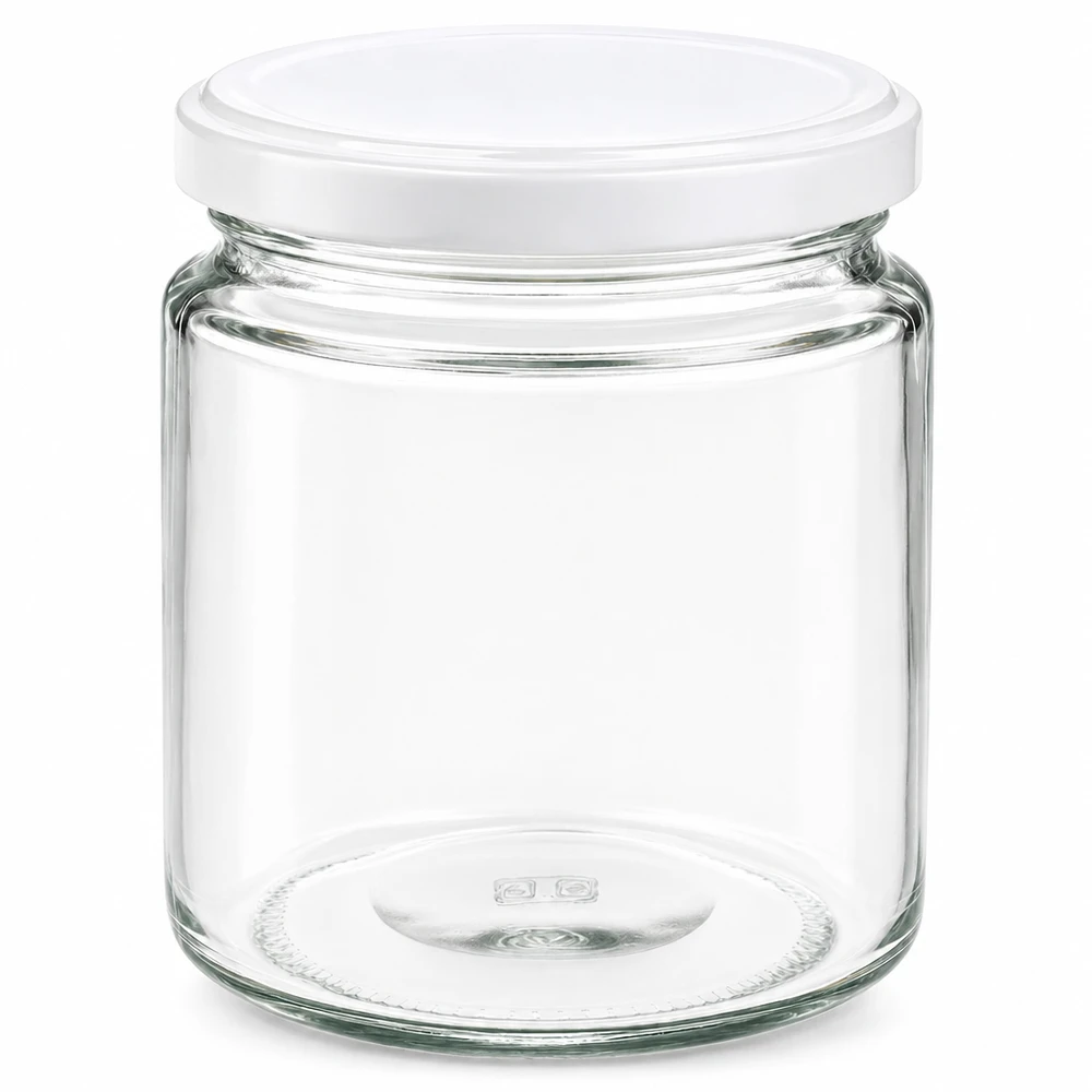 250ml Honigglas mit weißem BasicSeal Deckel UNiTWIST, leeres Glasgefäß für Honig und Marmelade