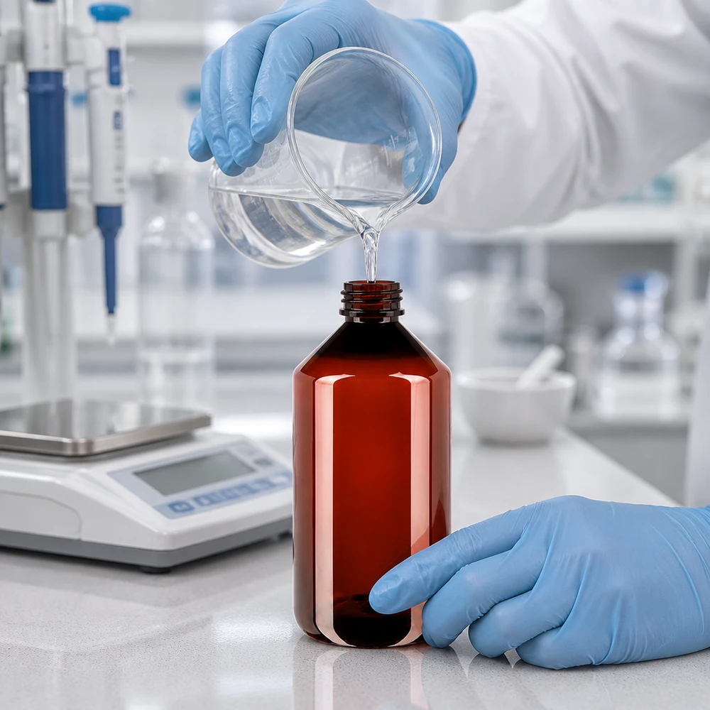 Apothekenflasche 750ml aus braunem PET mit Schraubverschluss für Flüssigkeiten und Lösungen