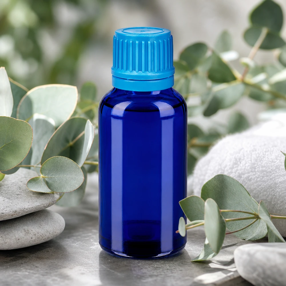 Robuste 30ml Flasche mit 11mm Öffnung und blauem OV-Verschluss für Laborbedarf