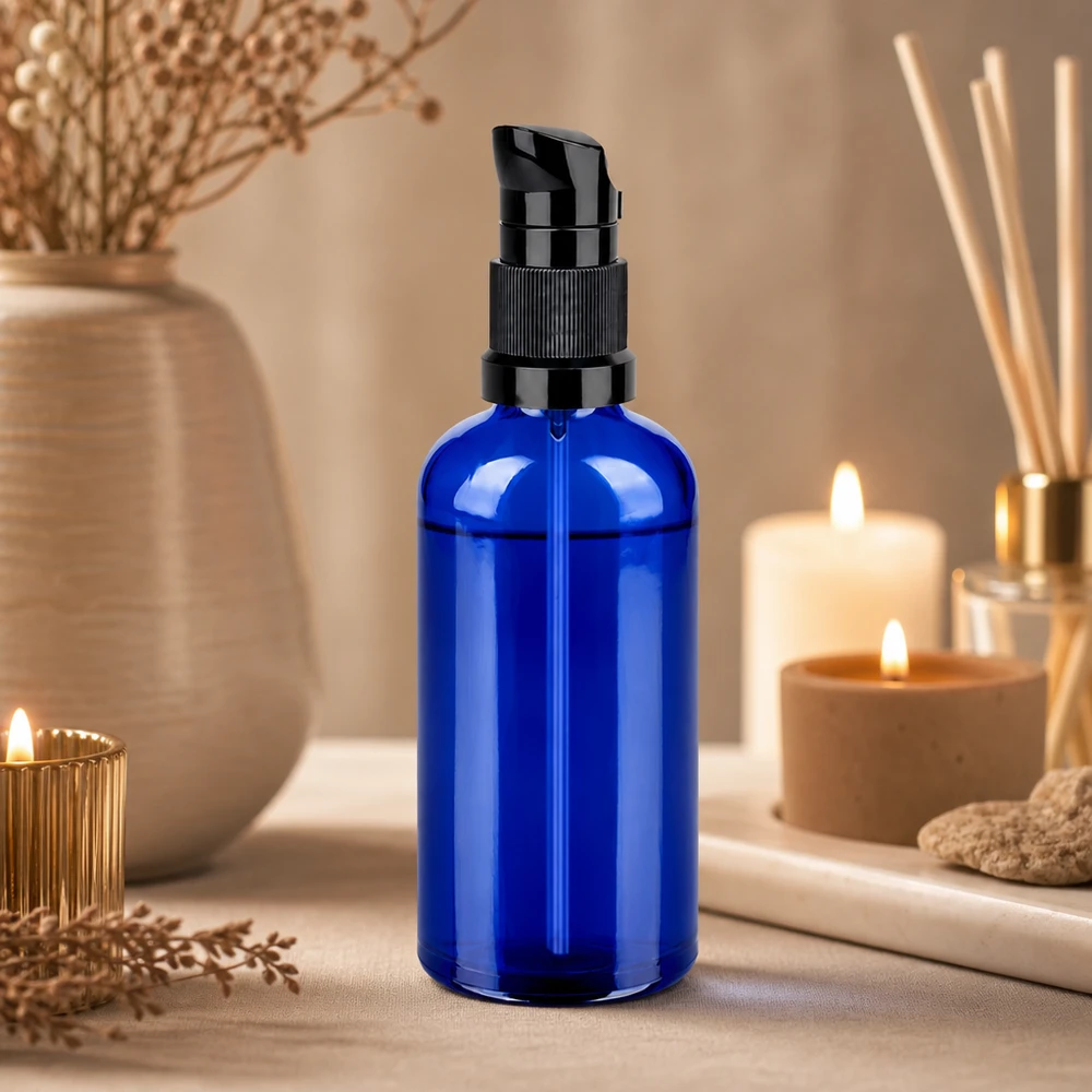 100ml Pumpflasche schwarz Standardverschluss BlueLine UT18/100