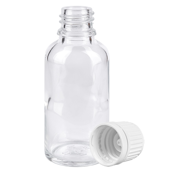 30ml Flasche 11mm Schraubverschluss weiß Originalitätsverschluss ClearLine UT18/30 30ml Flasche 11mm Schraubverschluss weiß Originalitätsverschluss ClearLine UT18/30