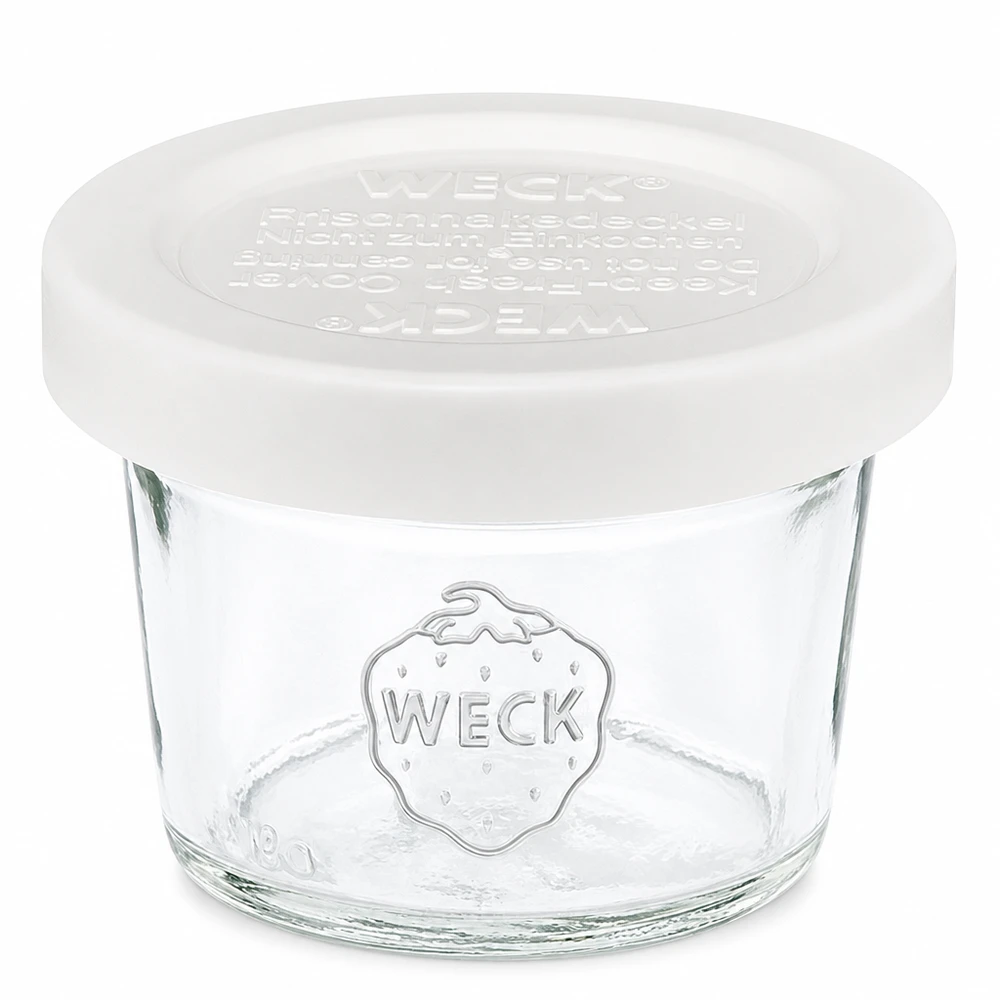 35ml Sturzglas mit Frischedeckel WECK RR40 35ml WECK Sturzglas RR40 mit weißem Frischedeckel, kleines Einmachglas aus Glas für Marmelade und Aufstriche