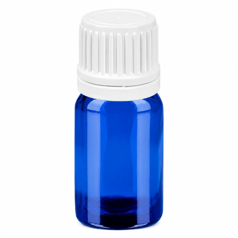 5ml Flasche 11mm Schraubverschluss weiß Originalitätsverschluss BlueLine UT18/5 Hochwertige 5ml Glasflasche blau mit weißem Verschluss für professionelle Anwendung
