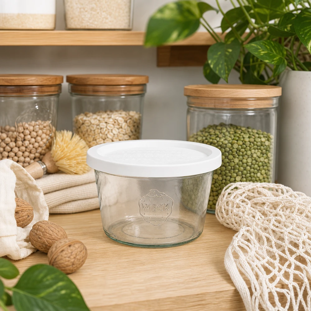 370ml Sturzglas mit Frischedeckel WECK RR100 WECK Sturzglas 370ml RR100 in nachhaltiger Zero-Waste Küche mit Vorratsgläsern Hülsenfrüchten und Öko-Zubehör
