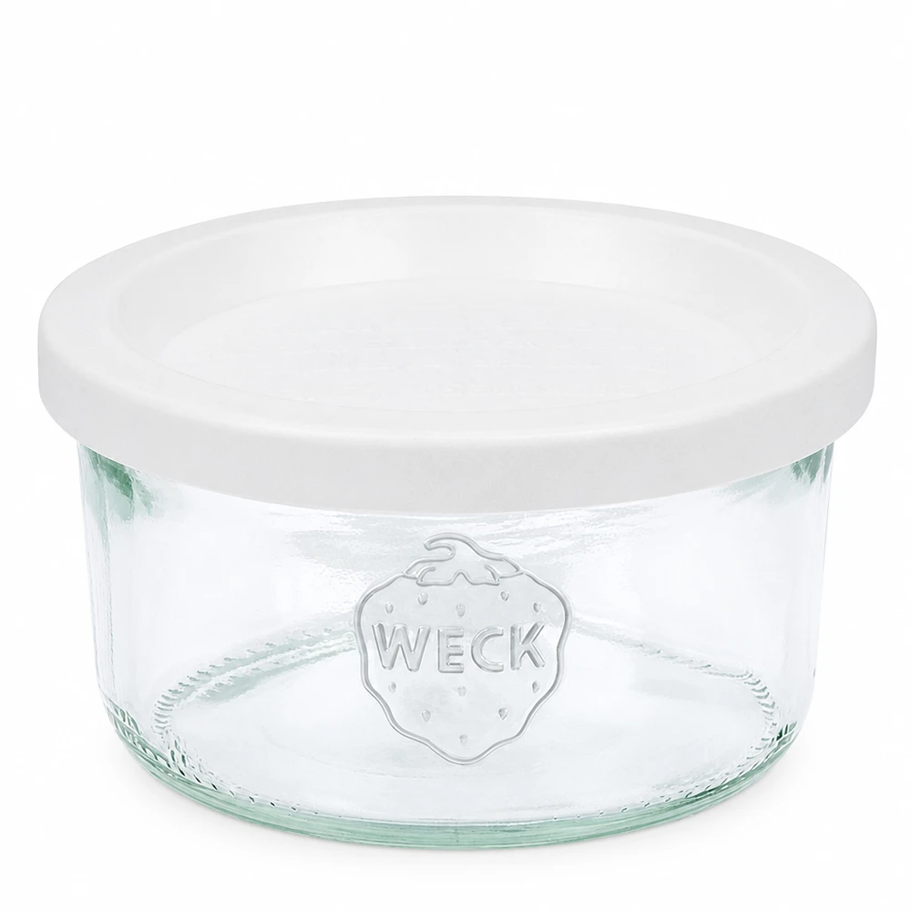 165ml Sturzglas mit Frischedeckel WECK RR80 WECK 165ml Sturzglas mit weißem Frischedeckel RR80 Einmachglas aus klarem Glas für Konservierung