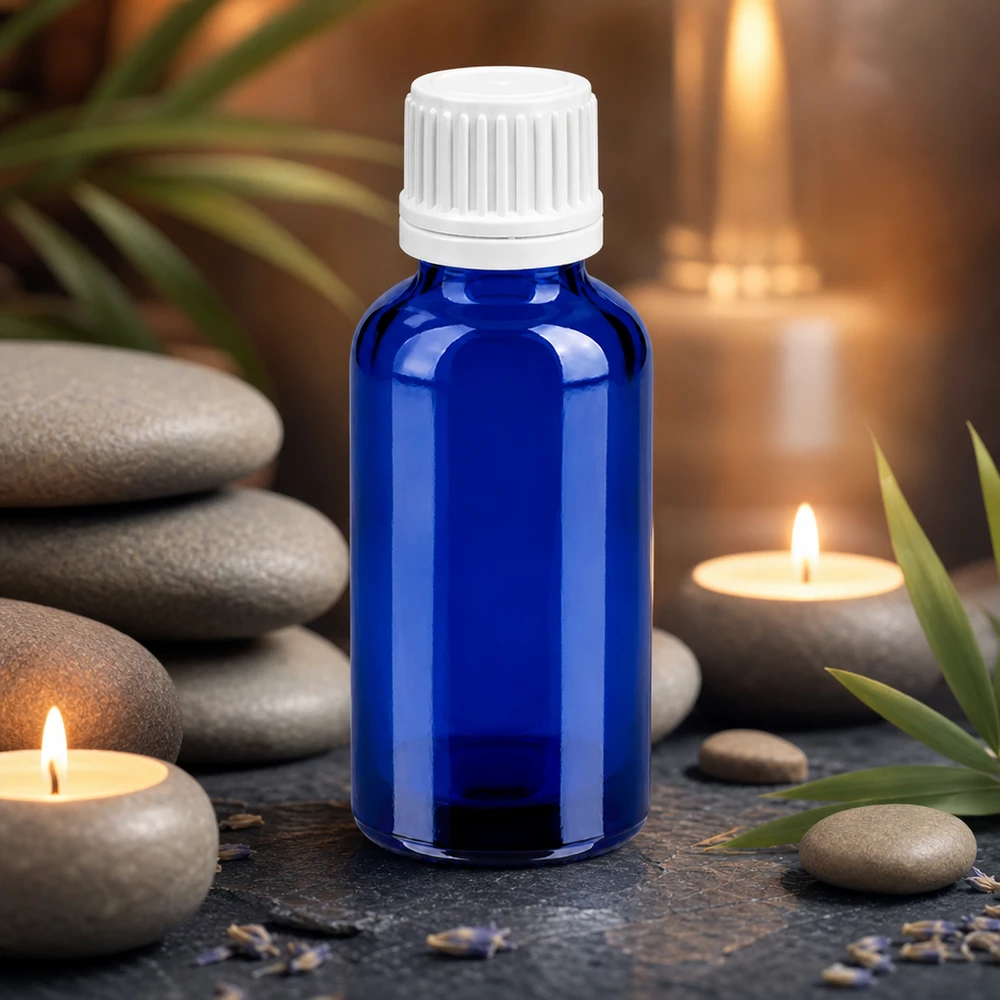 30ml Flasche 11mm Schraubverschluss weiß Originalitätsverschluss BlueLine UT18/30 Premium 30ml Tropfflasche mit matter Oberfläche und ergonomischem weißem Verschluss