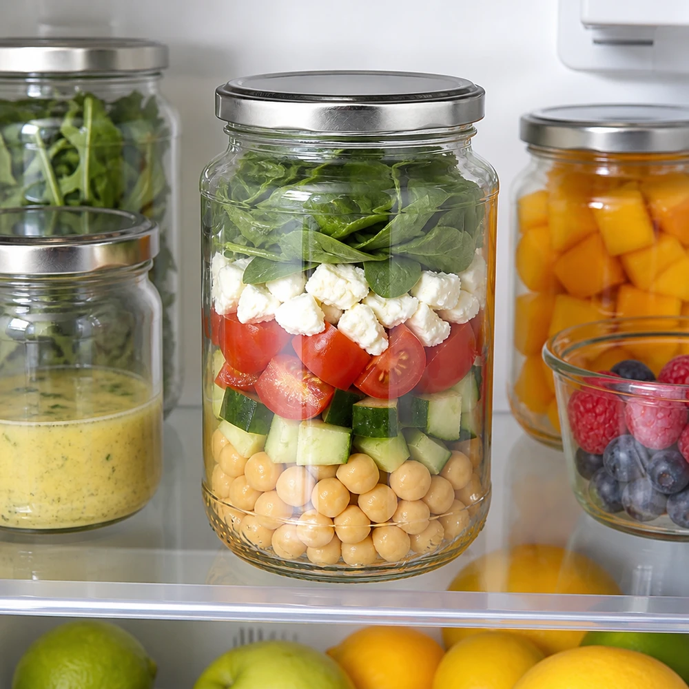 320ml Rundglas UNiTWIST mit silbernem BasicSeal für Zero Waste Meal Prep und Frischhaltung