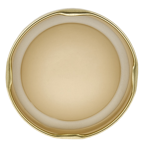 Nahaufnahme 63mm TO63 Deckel gold UniTwist mit strukturiertem Metallrand
