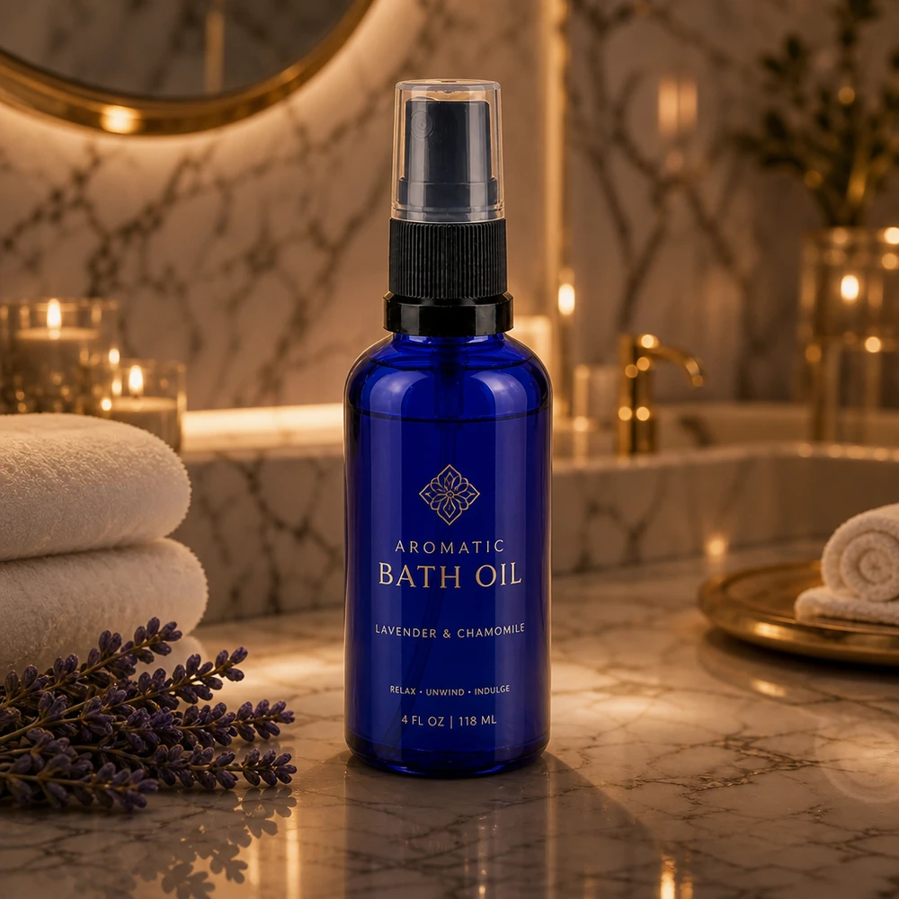 Apothekenflasche blau 50ml Sprayaufsatz schwarz Hochwertige kobaltblaue 50ml Glasflasche mit schwarzem Sprühkopf für Entspannungsbäder