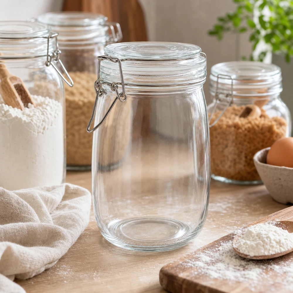 Hochwertiges 1 Liter Glasgefäß mit UN-Zertifizierung für sichere Lebensmittelaufbewahrung