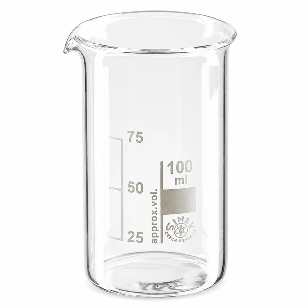 Simax Becherglas 100ml hohe Form Borosilikatglas chemiebeständig mit Messskala