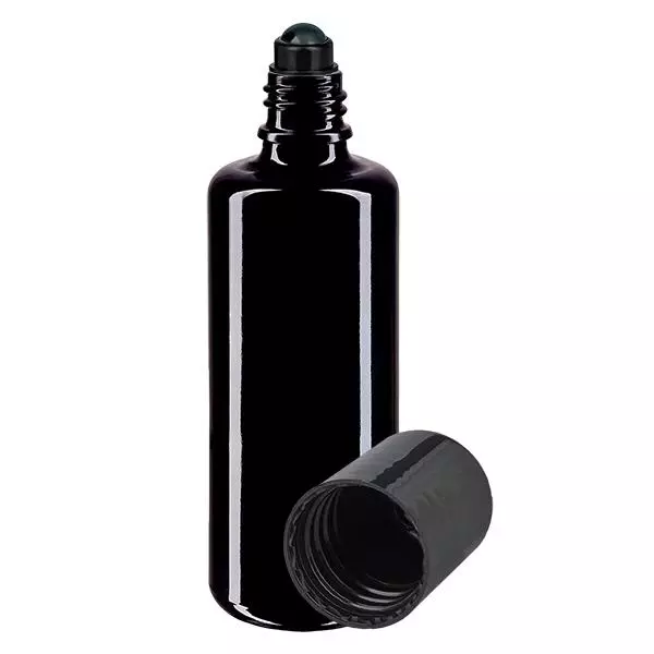 Apothekenflasche violett 50ml Roll-On Verschluss schwarz Apothekenflasche violett 50ml Roll-On Verschluss schwarz