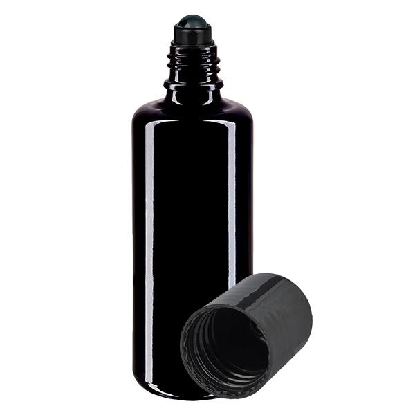 Apothekenflasche violett 50ml Roll-On Verschluss schwarz