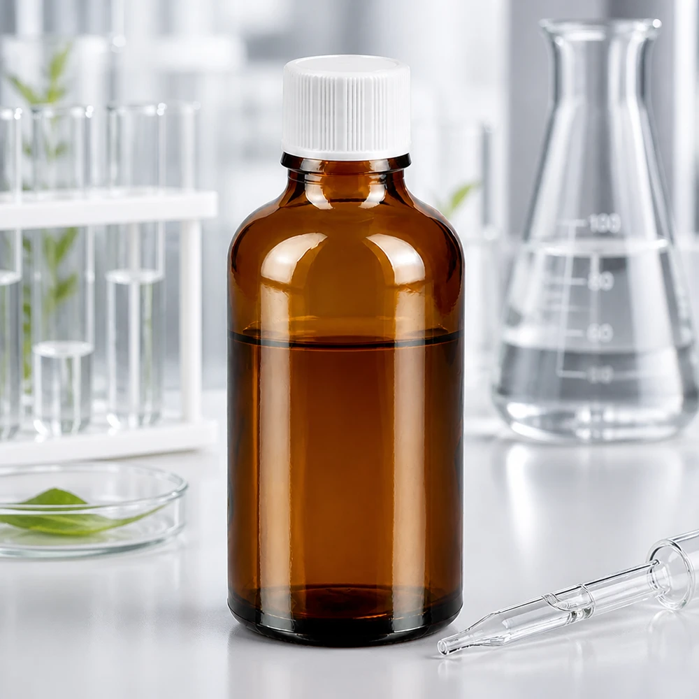 Handliche 50ml Glasflasche mit ergonomischem Design für einfache Handhabung im Labor