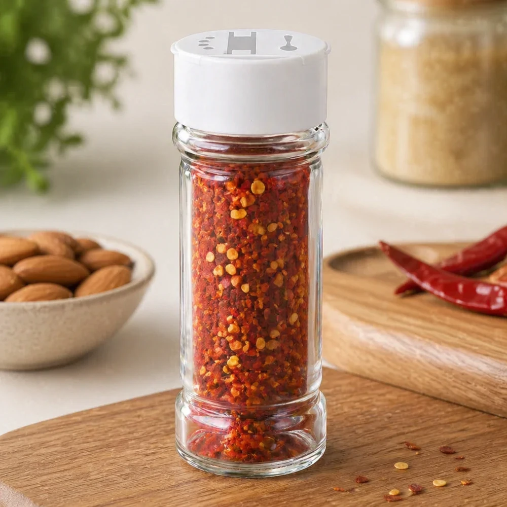 Salz-/Gewürzglas 100ml mit Doppelstreuer weiss Gewürzglas mit Doppelstreuer 100ml Fassungsvermögen ideal zur Aufbewahrung von Chiliflocken