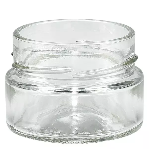Glastiegel 80ml klar, o. Deckel, Gewinde TO58deep Glastiegel 80ml klar, o. Deckel, Gewinde TO58deep